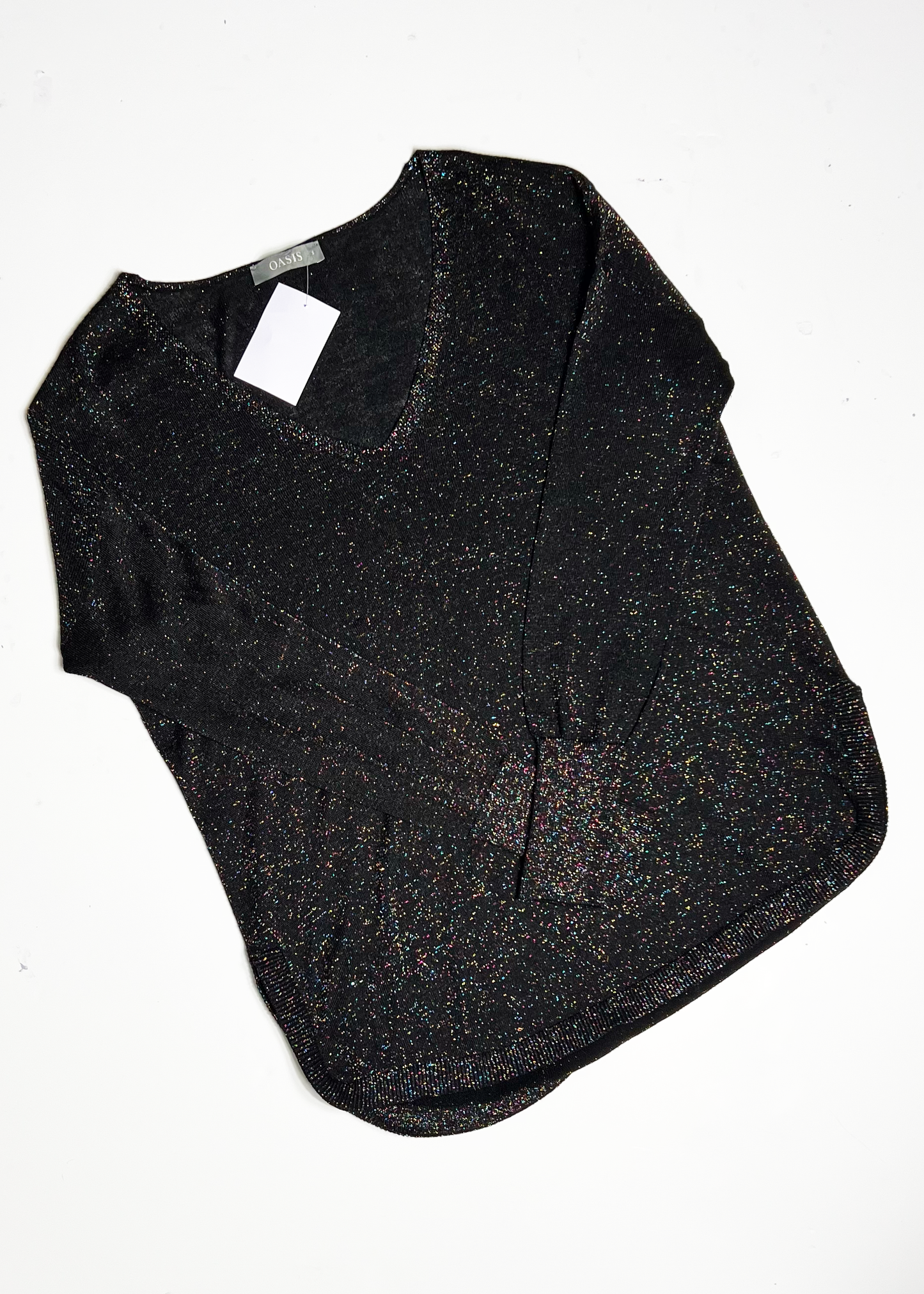 Black Multicolour Sparkle Oversized Jumper - Small
