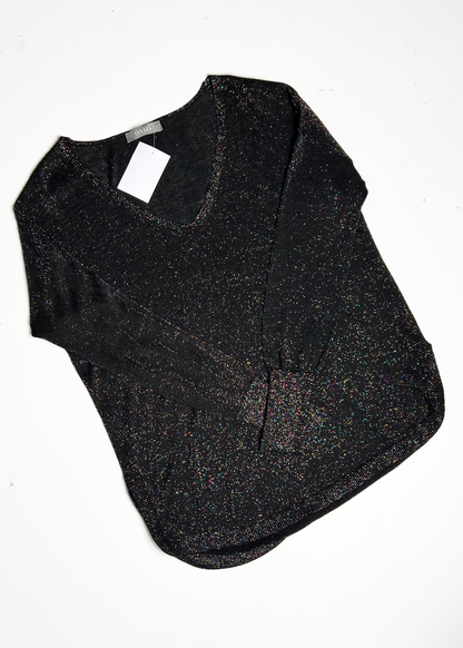 Black Multicolour Sparkle Oversized Jumper - Small