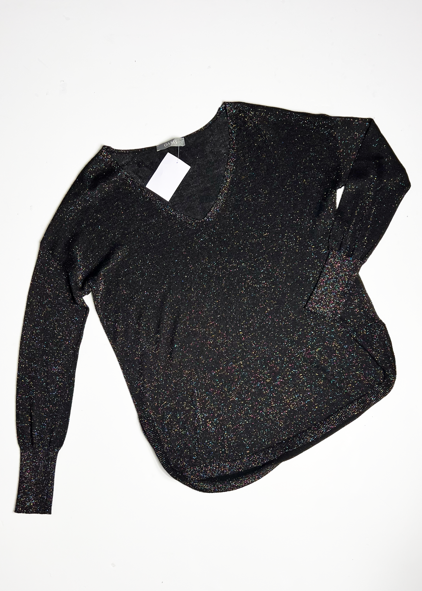 Black Multicolour Sparkle Oversized Jumper - Small