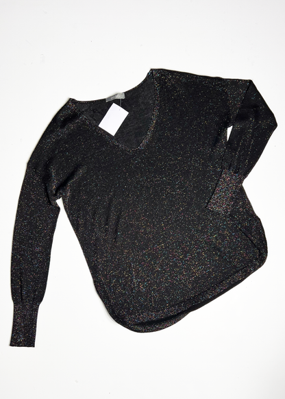 Black Multicolour Sparkle Oversized Jumper - Small