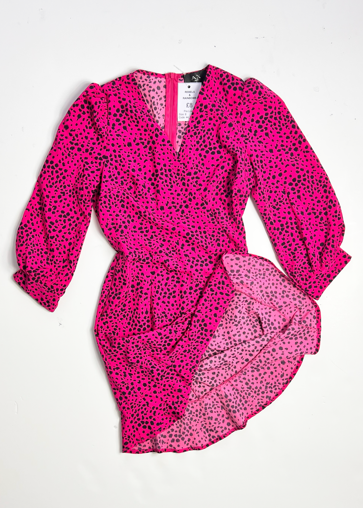 Bright Pink Brush Stroke Print Mini Dress - UK 8