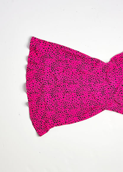 Bright Pink Brush Stroke Print Mini Dress - UK 8