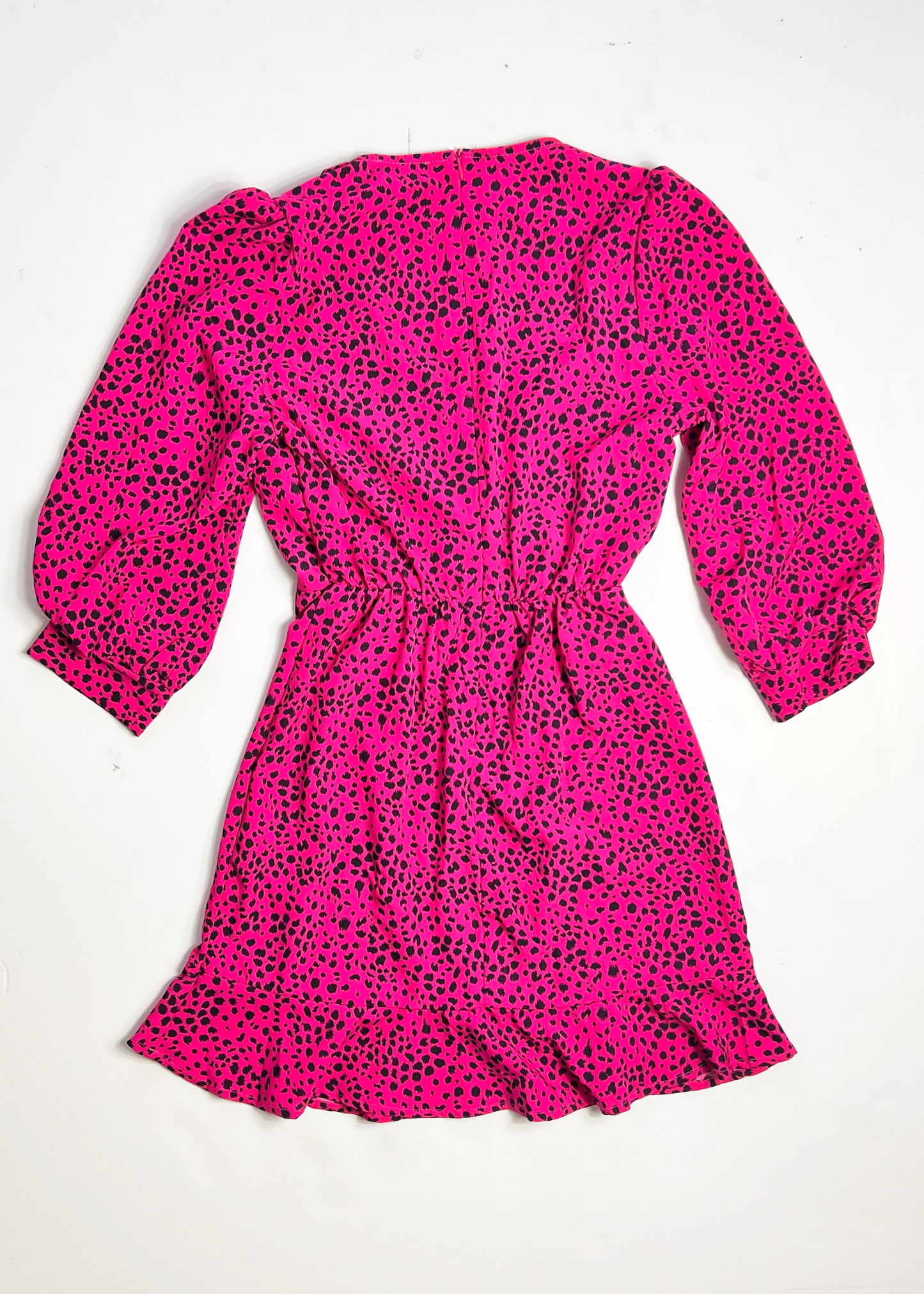 Bright Pink Brush Stroke Print Mini Dress - UK 8