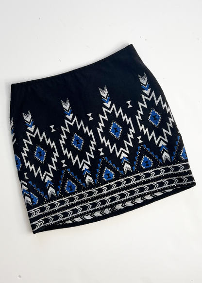 Embroidered Geo Black Tube Skirt - UK8
