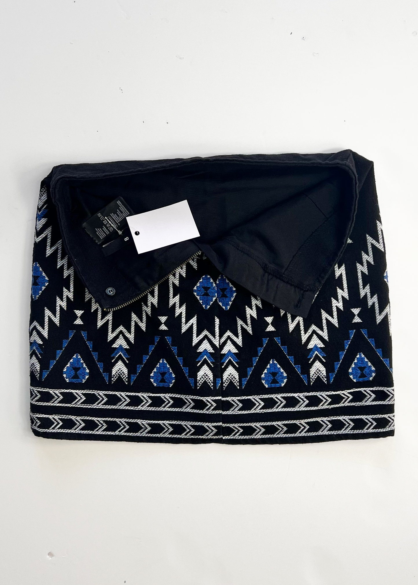 Embroidered Geo Black Tube Skirt - UK8