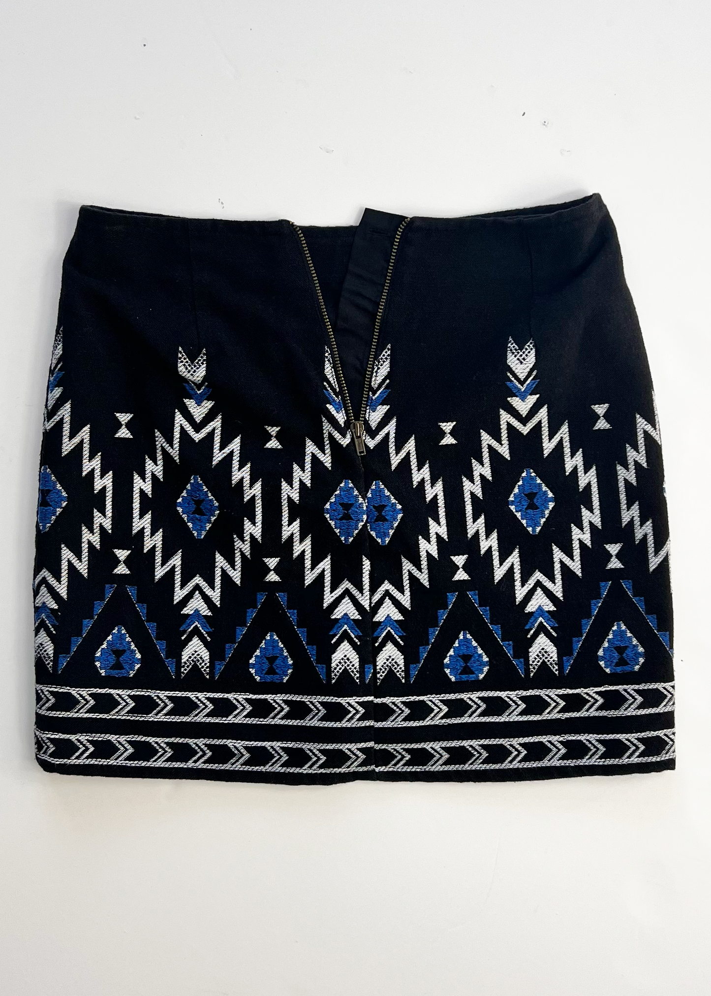Embroidered Geo Black Tube Skirt - UK8