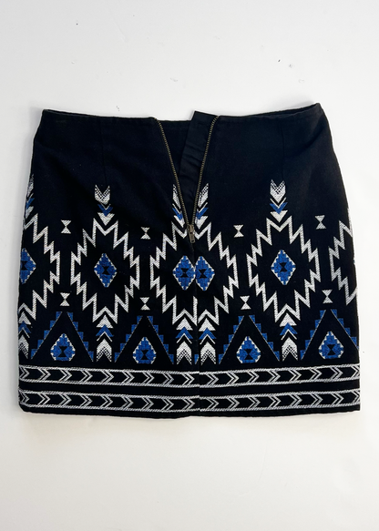 Embroidered Geo Black Tube Skirt - UK8