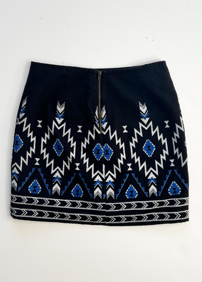 Embroidered Geo Black Tube Skirt - UK8
