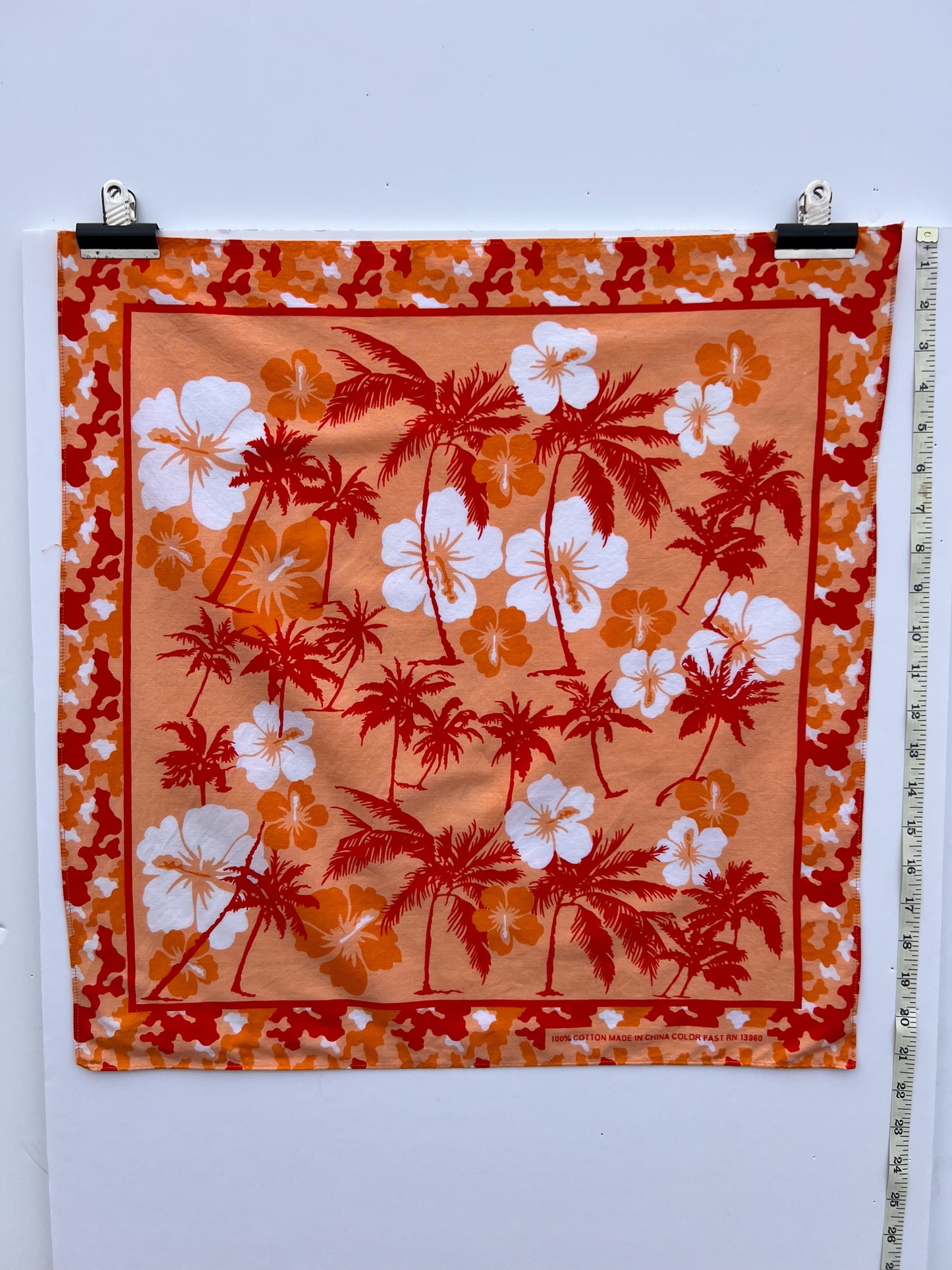 Orange Hawaiian Print Bandana