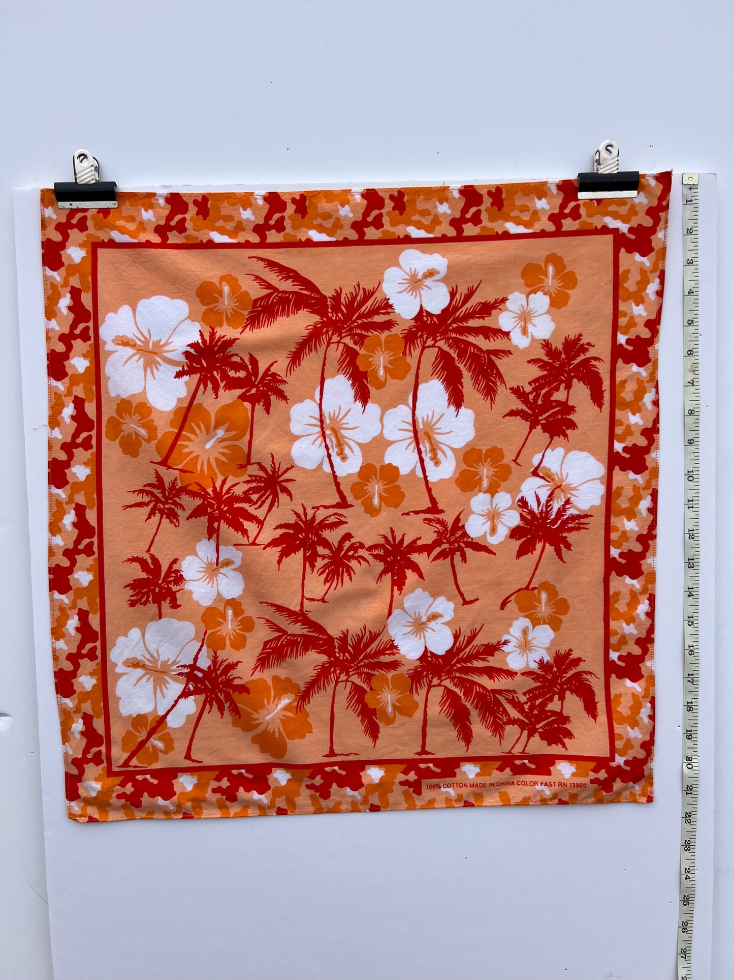 Orange Hawaiian Print Bandana