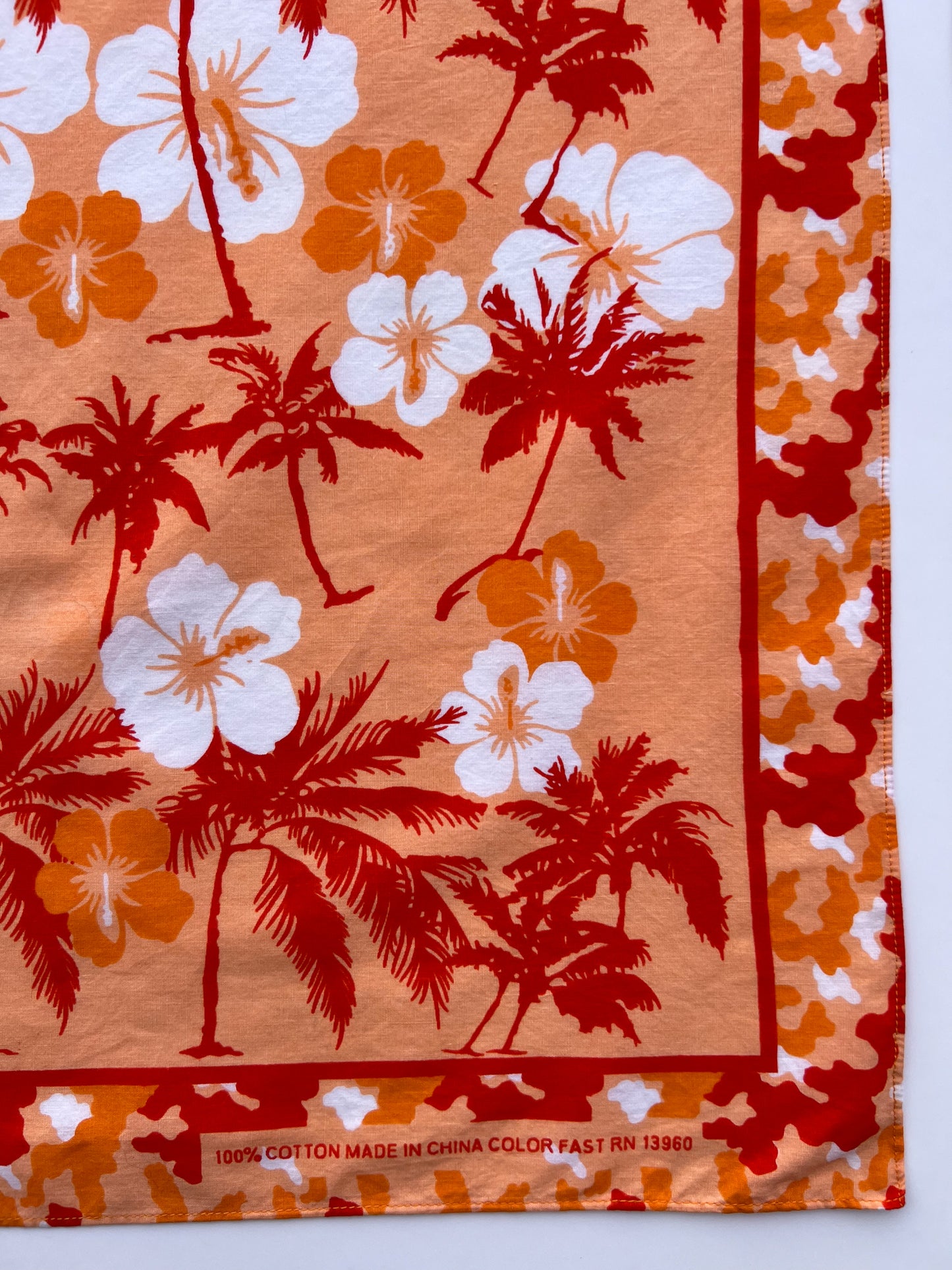 Orange Hawaiian Print Bandana