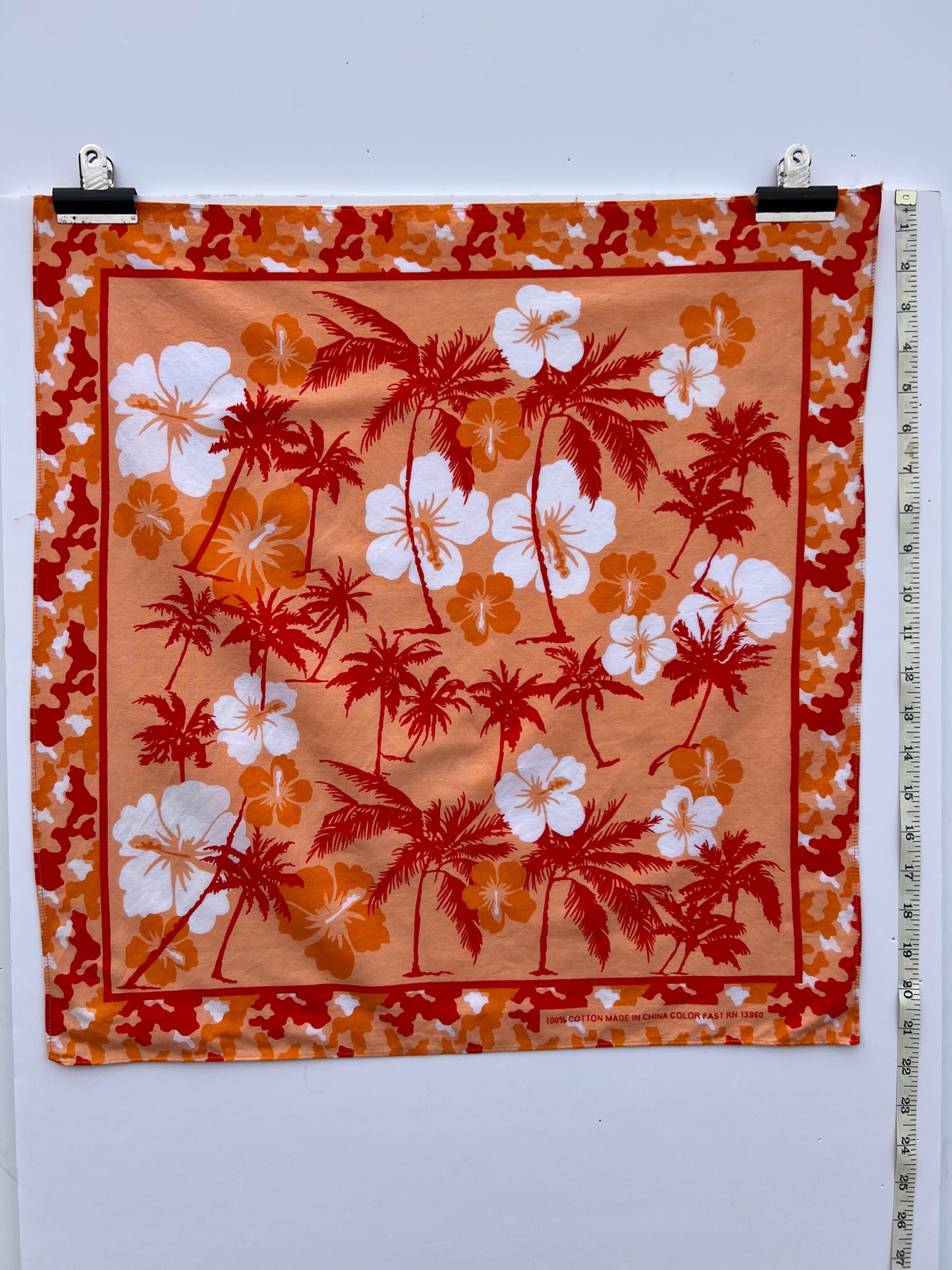 Orange Hawaiian Print Bandana