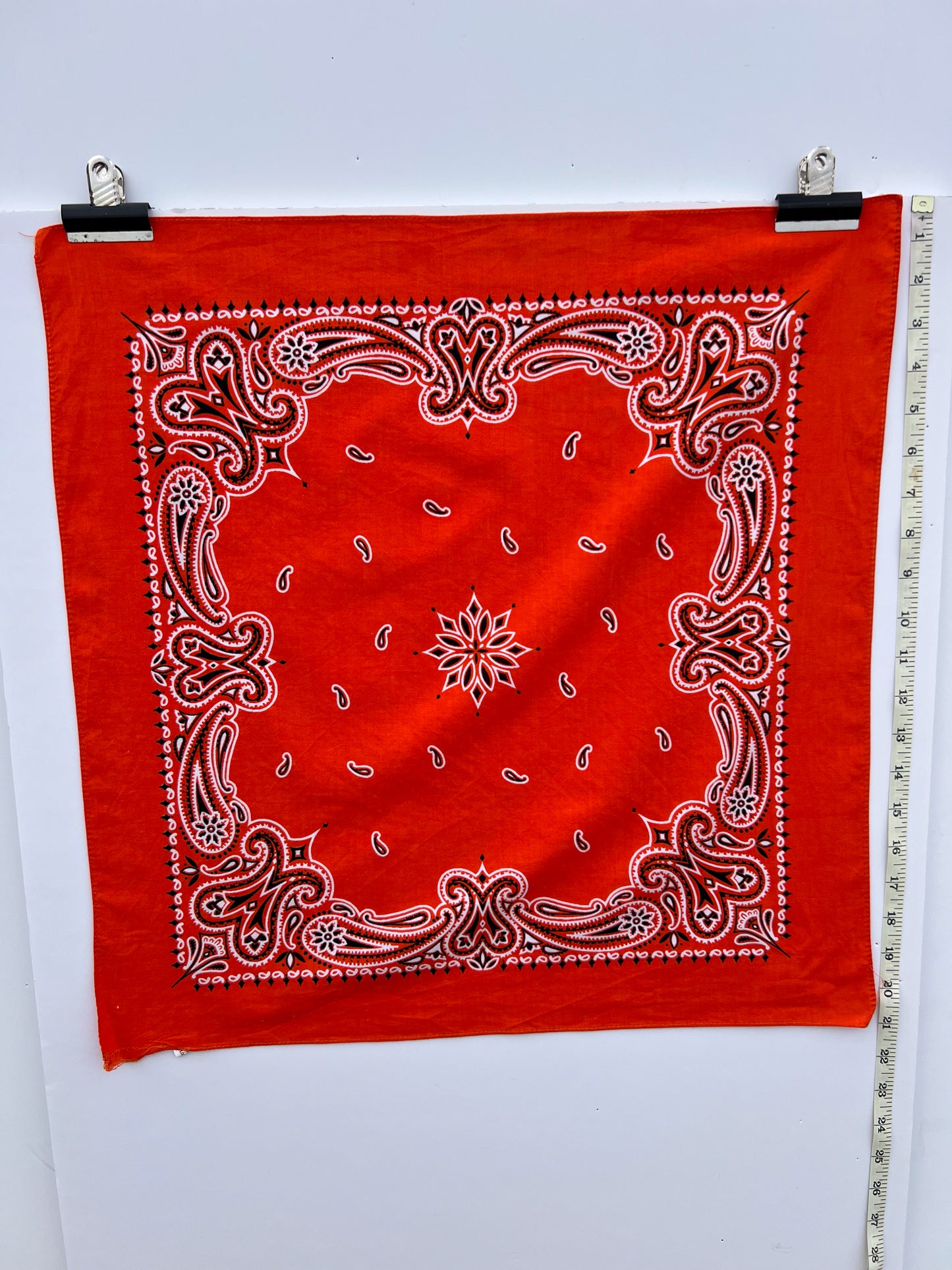 Deep Orange Paisley Border Print Bandana