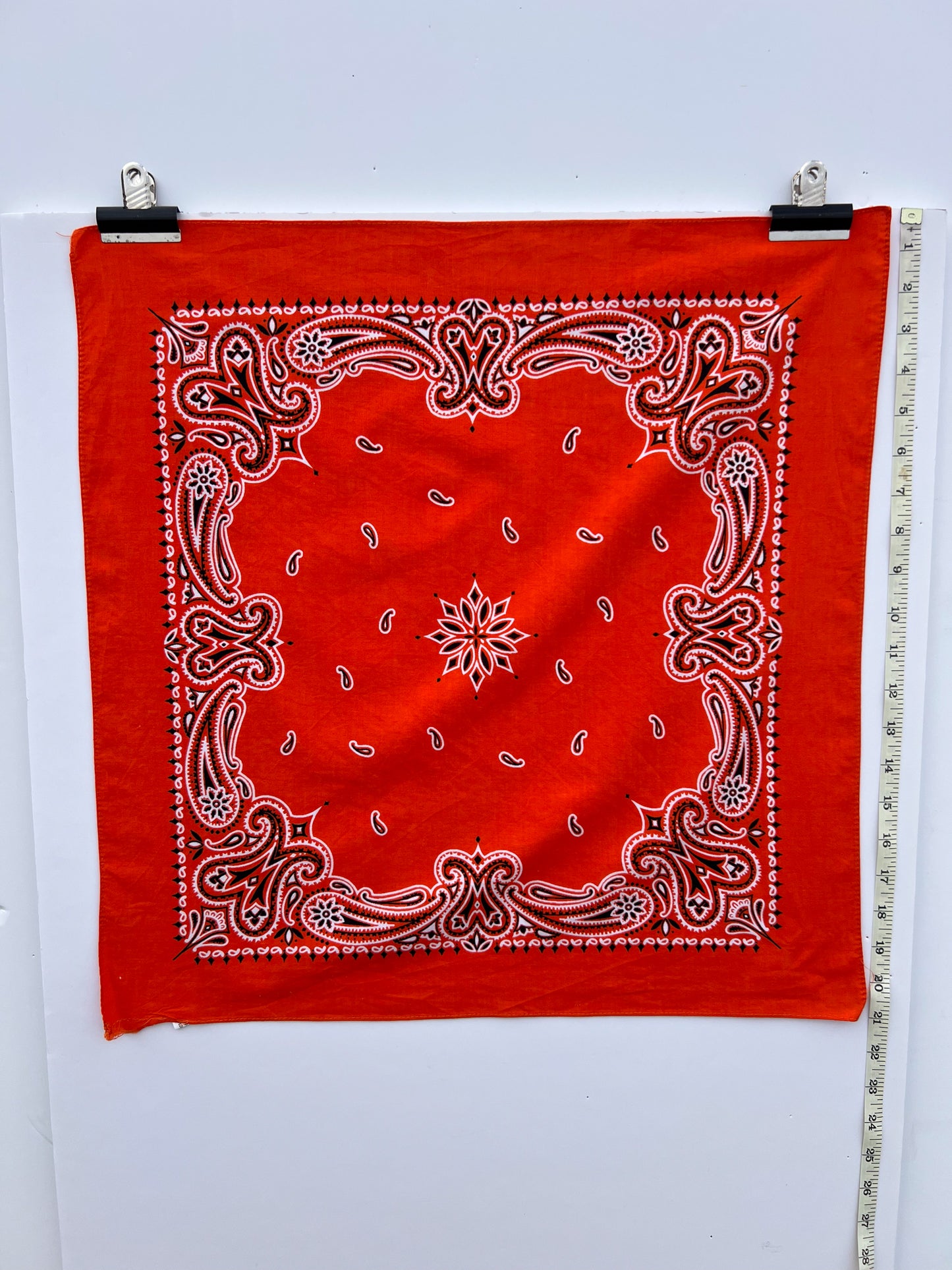 Deep Orange Paisley Border Print Bandana