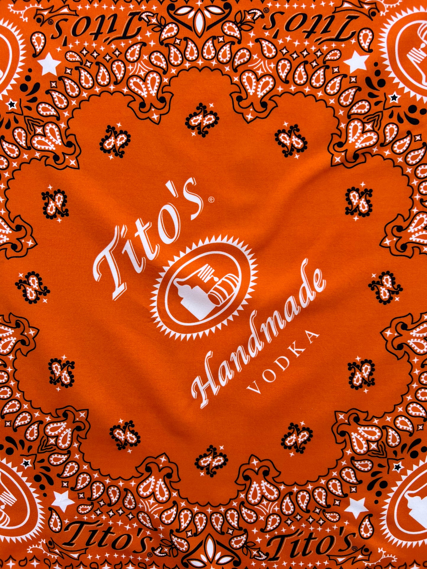 Titos Vodka Orange Paisley Print Bandana