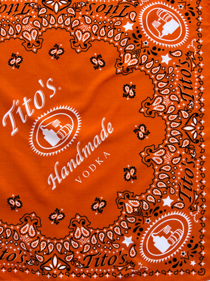 Titos Vodka Orange Paisley Print Bandana
