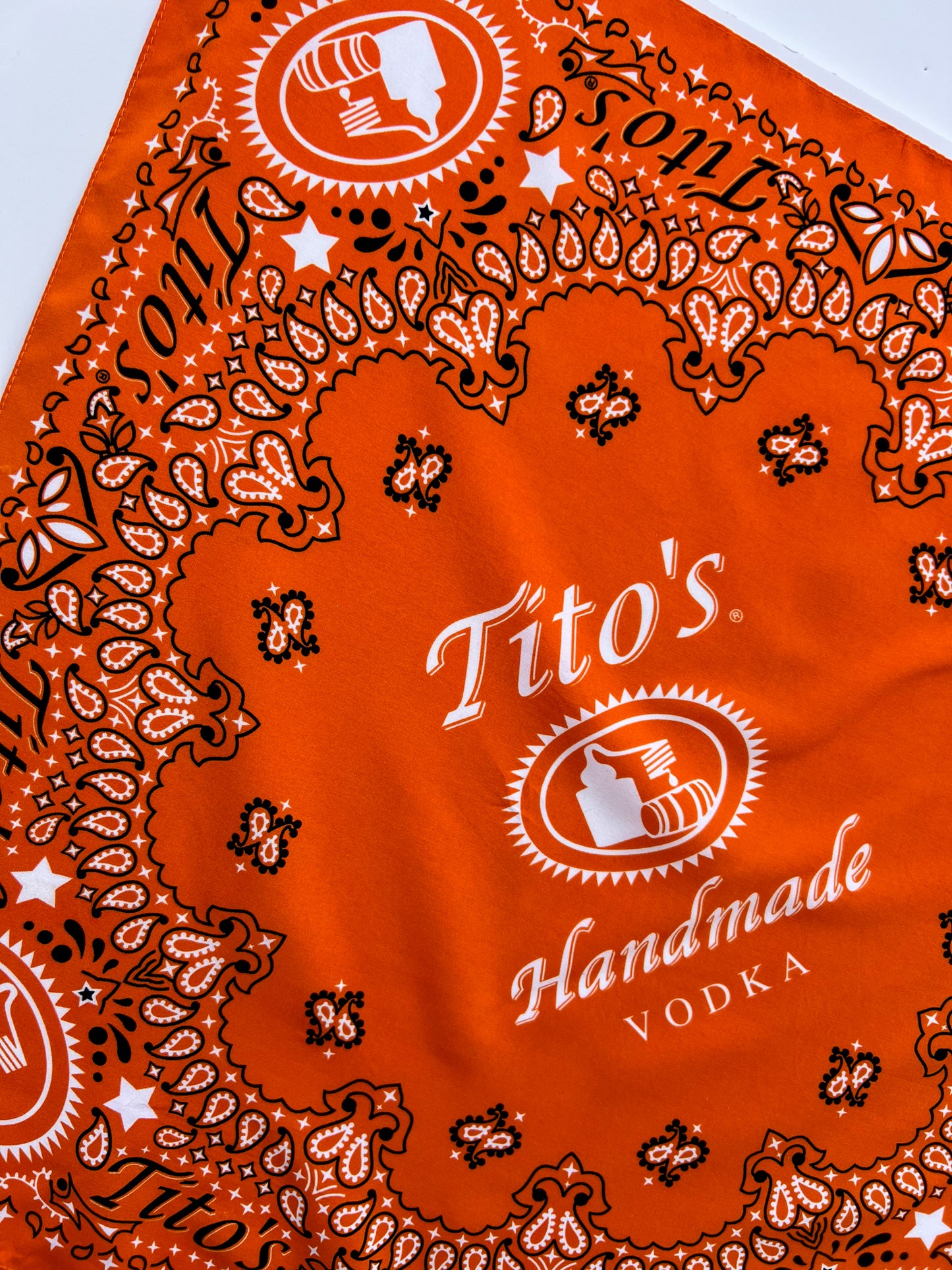 Titos Vodka Orange Paisley Print Bandana