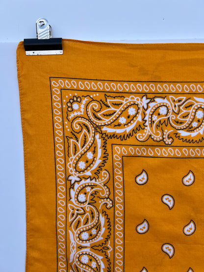 Mango Orange Paisley Print Border Bandana