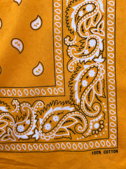 Mango Orange Paisley Print Border Bandana