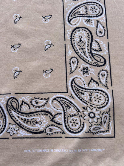 Beige Wash Paisley Border Print Bandana