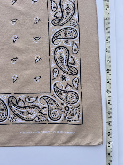 Beige Wash Paisley Border Print Bandana