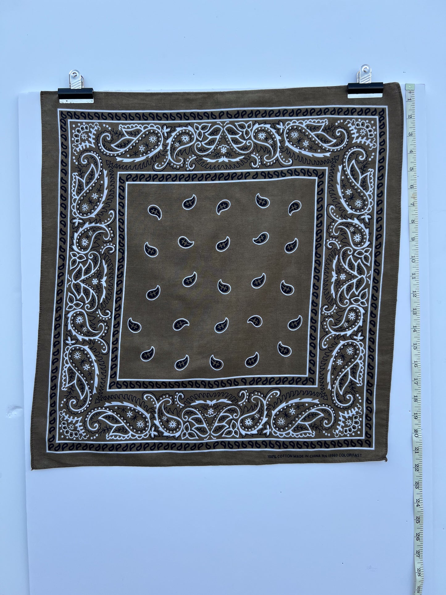 Khaki Paisley Print Bandana