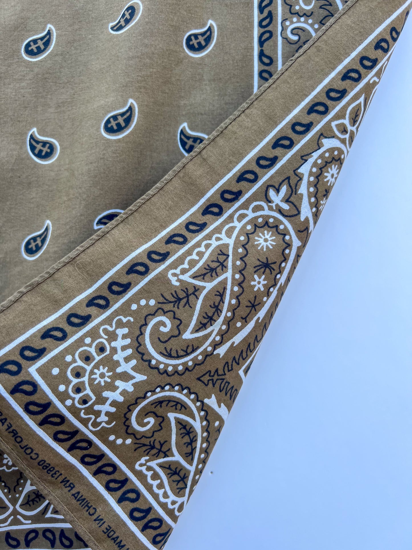 Khaki Paisley Print Bandana