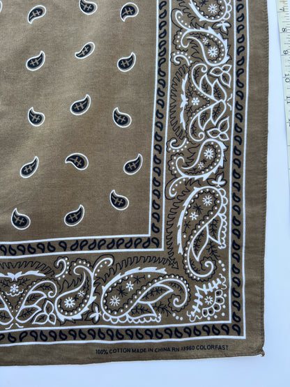 Khaki Paisley Print Bandana
