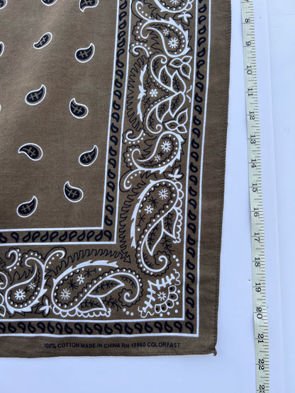 Khaki Paisley Print Bandana