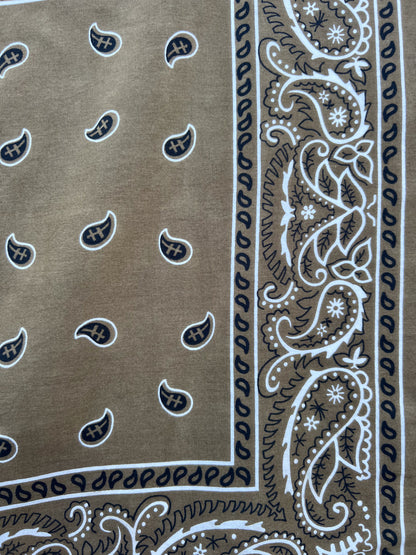 Khaki Paisley Print Bandana