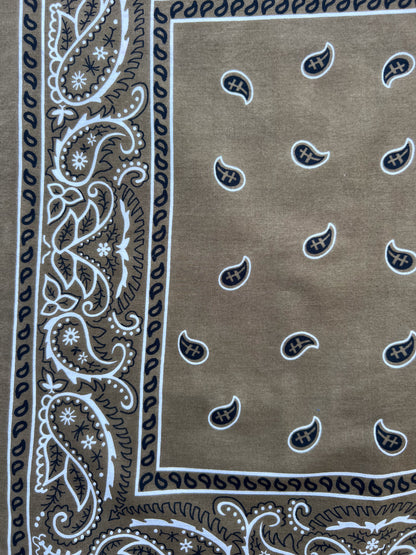 Khaki Paisley Print Bandana