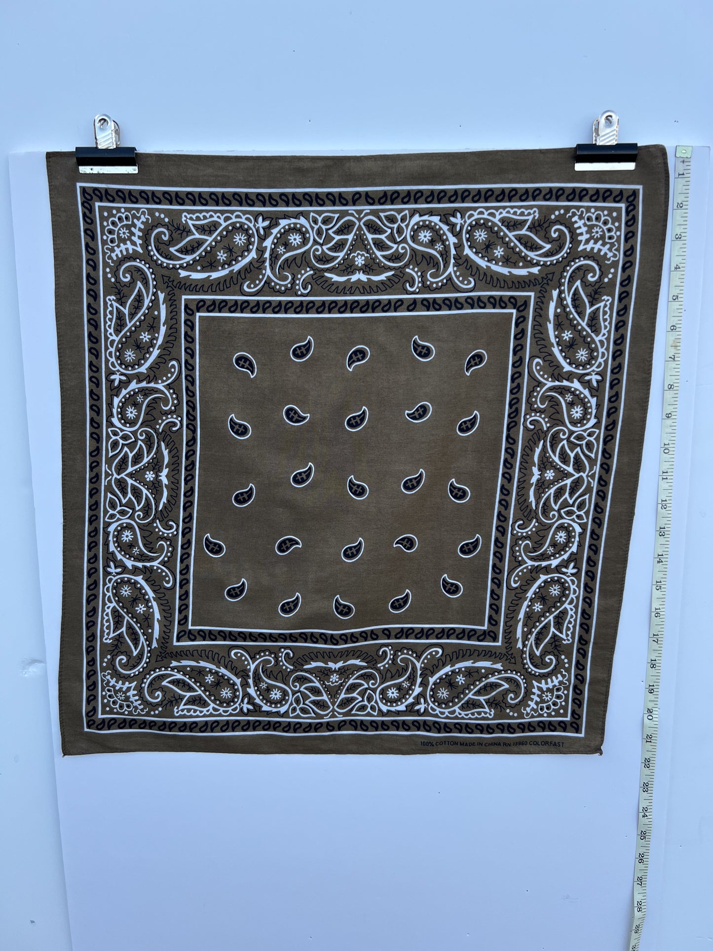Khaki Paisley Print Bandana