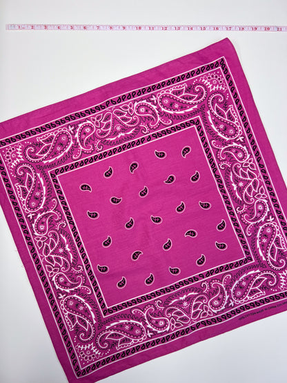 Bright Pink Paisley Print Border Bandana
