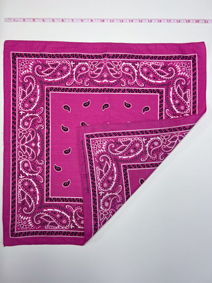 Bright Pink Paisley Print Border Bandana