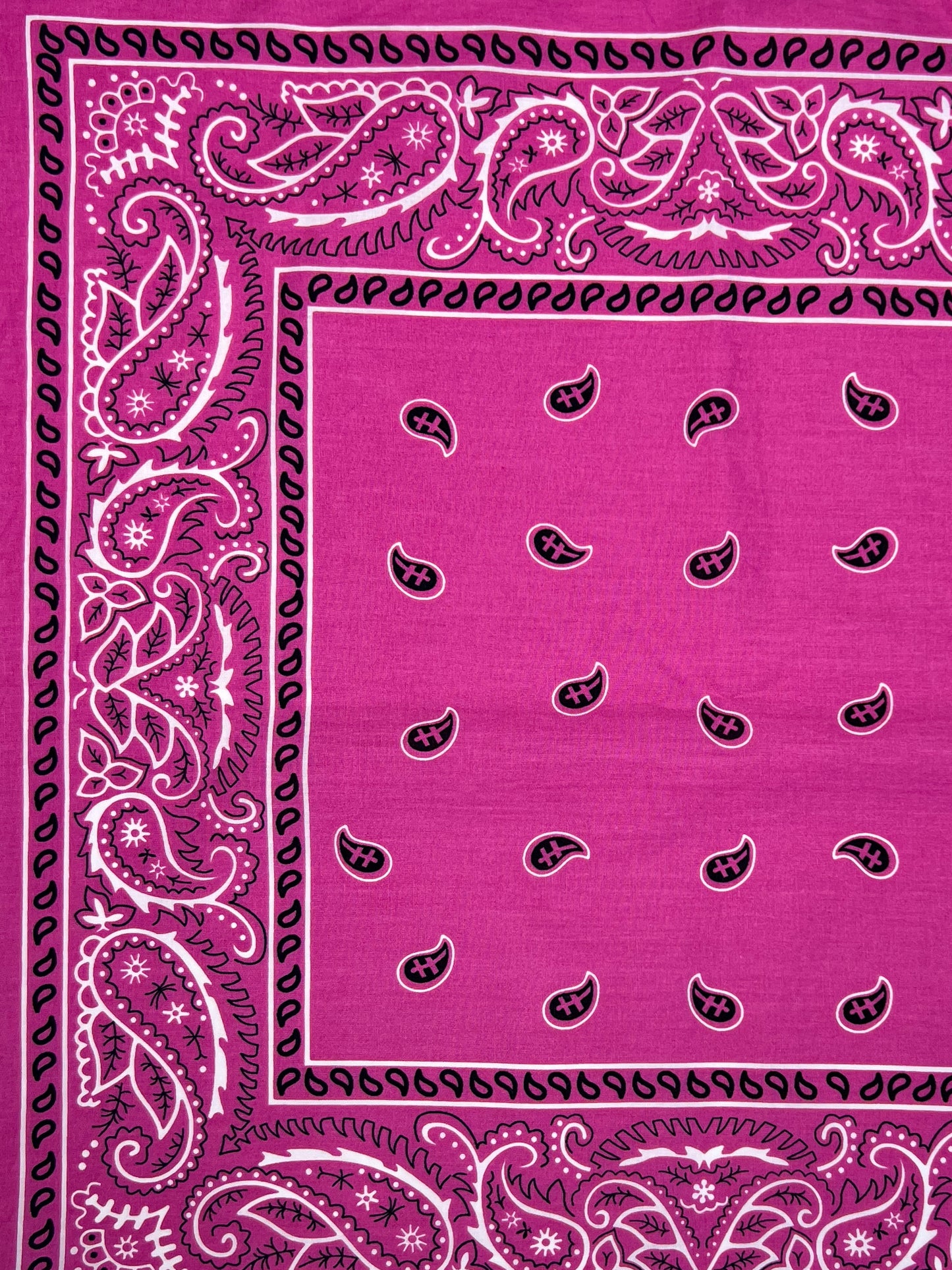 Bright Pink Paisley Print Border Bandana