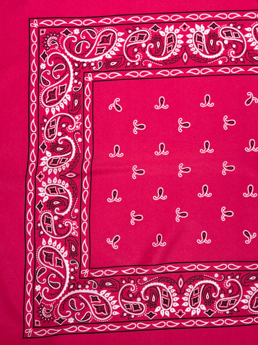 Fuchsia Pink Tailed Paisley Print Bandana