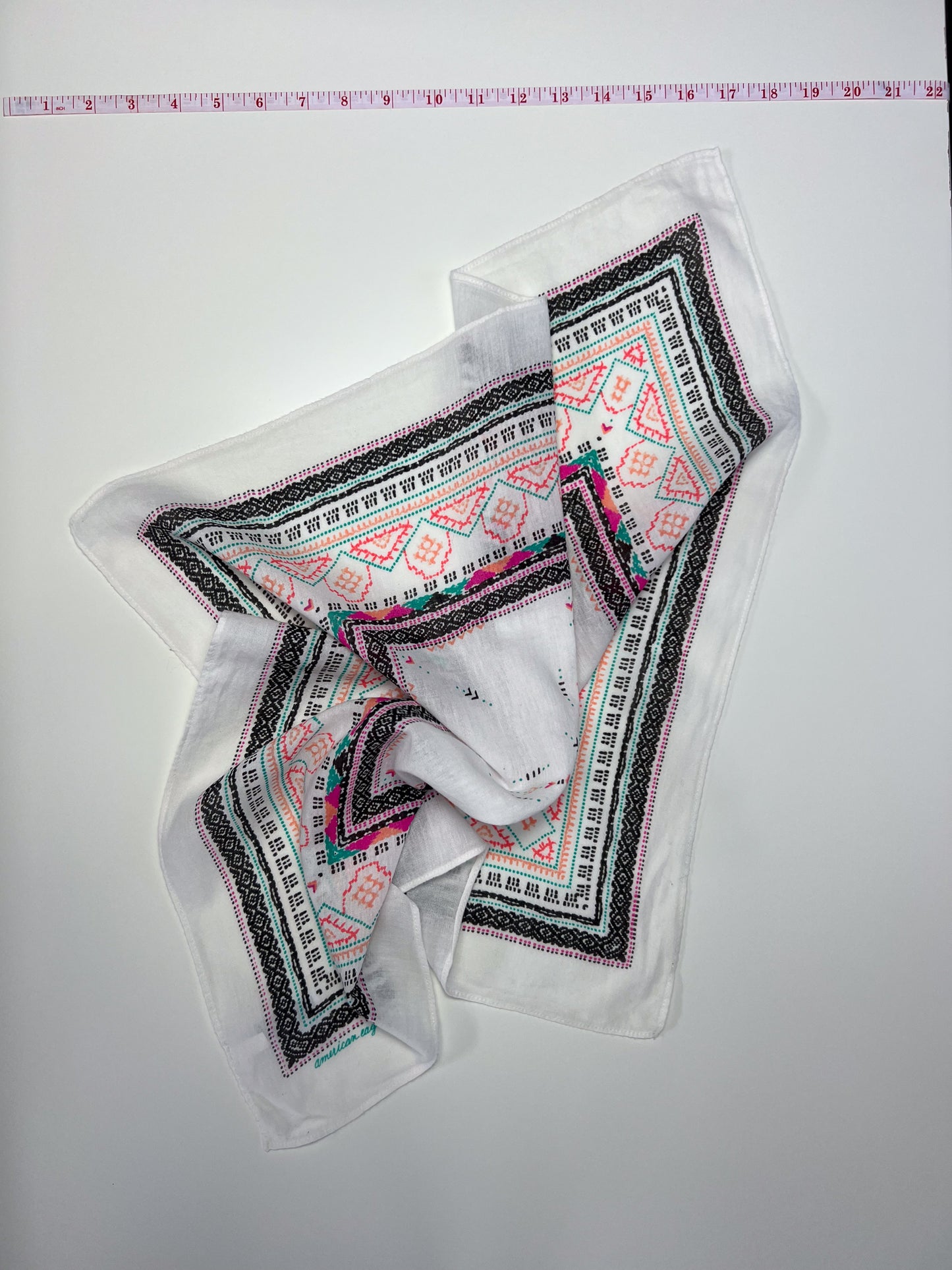 American Eagle Geometric Coral, Pink & Turquoise Bandana