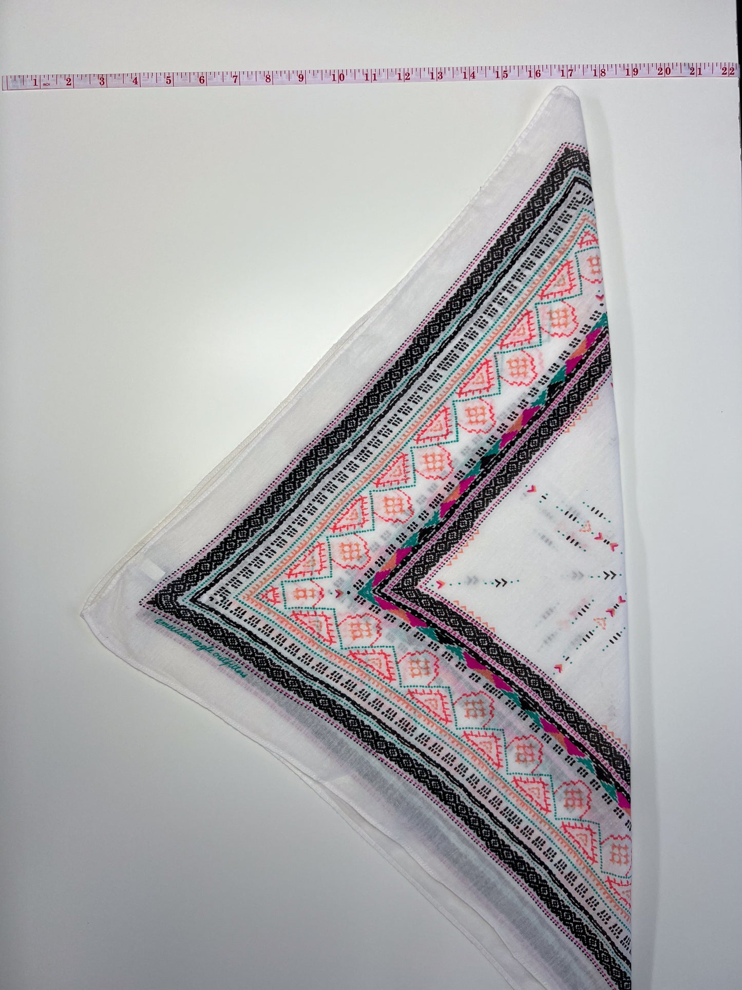 American Eagle Geometric Coral, Pink & Turquoise Bandana