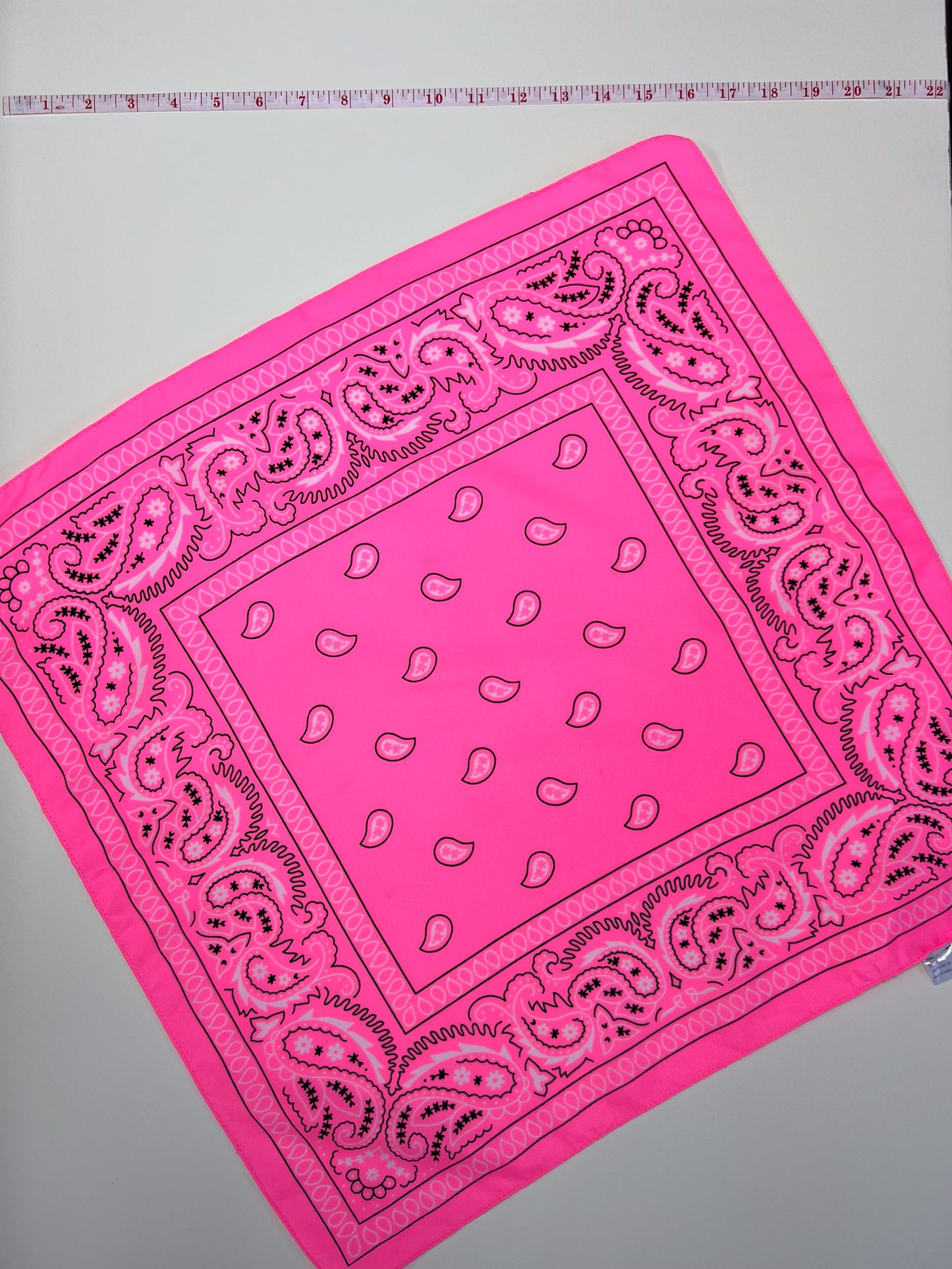 Neon Pink Paisley Print Bandana