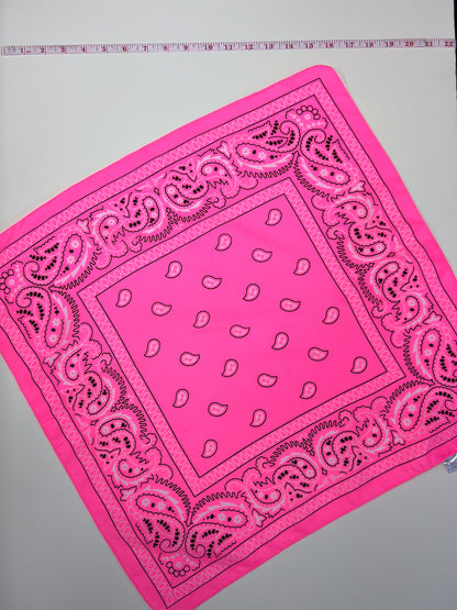 Neon Pink Paisley Print Bandana