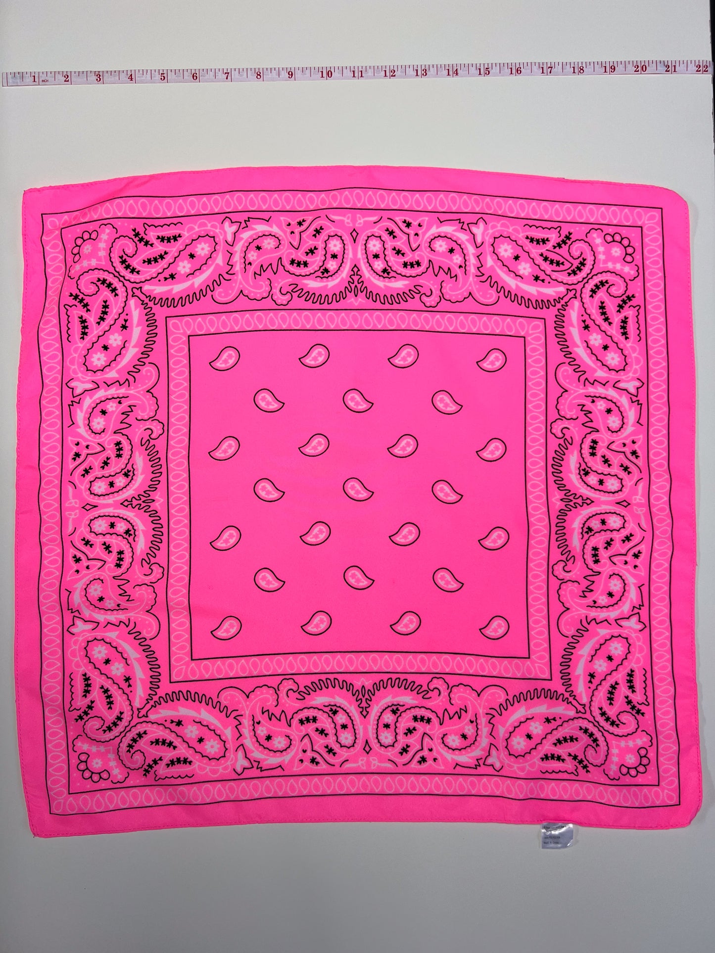 Neon Pink Paisley Print Bandana