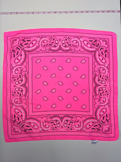 Neon Pink Paisley Print Bandana