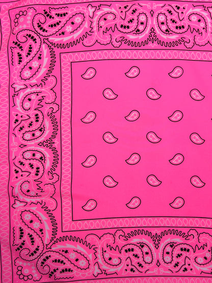 Neon Pink Paisley Print Bandana