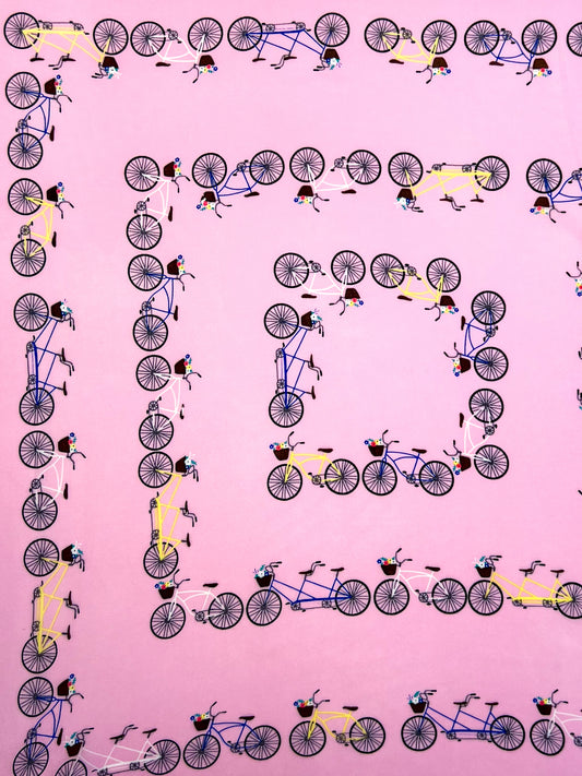 Pink Flower Bike Print Small Bandana