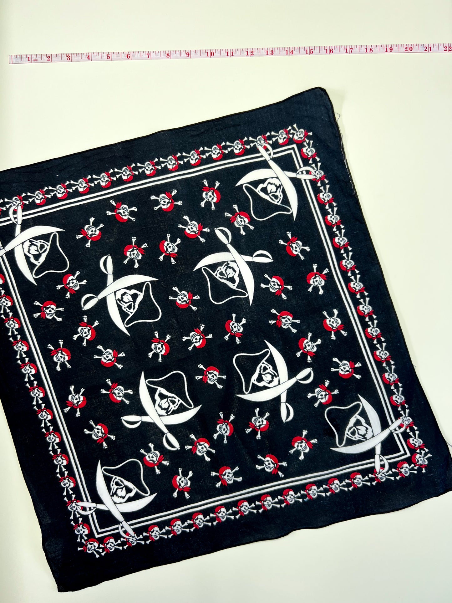 Skull, Swords & Skull & Crossbones Black, White & Red Bandana