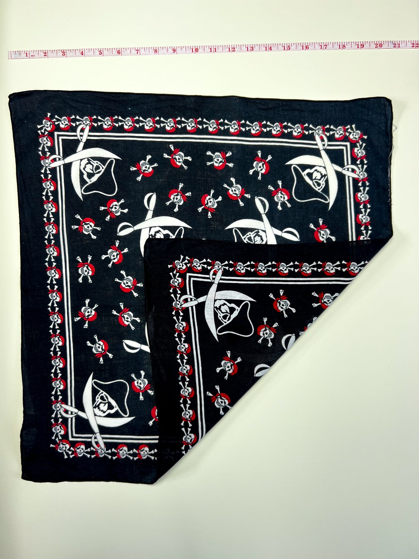 Skull, Swords & Skull & Crossbones Black, White & Red Bandana