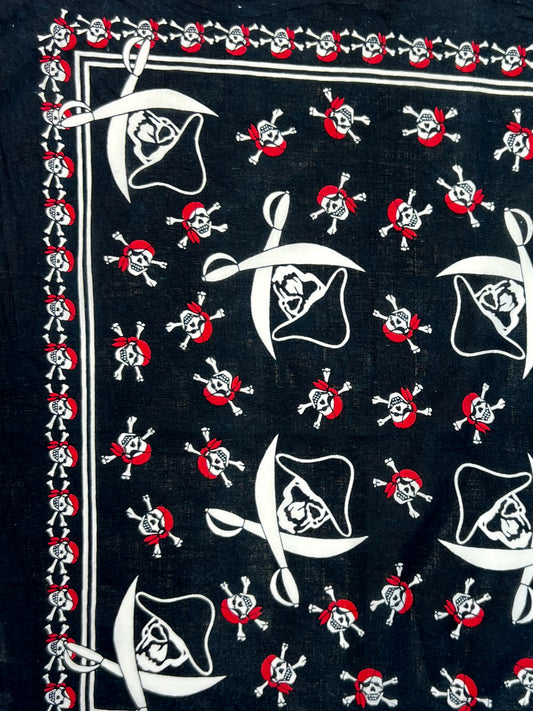 Skull, Swords & Skull & Crossbones Black, White & Red Bandana