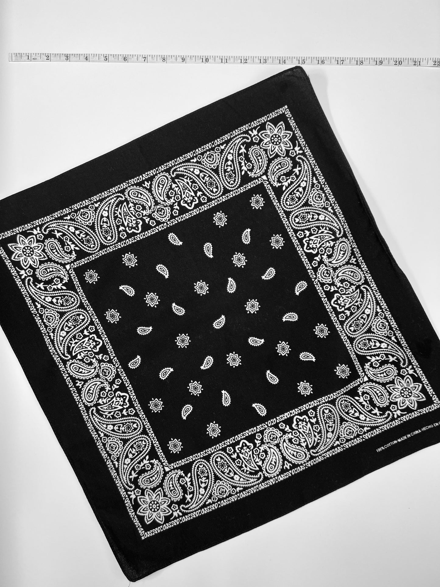 Black & White Paisley & Star Print Bandana