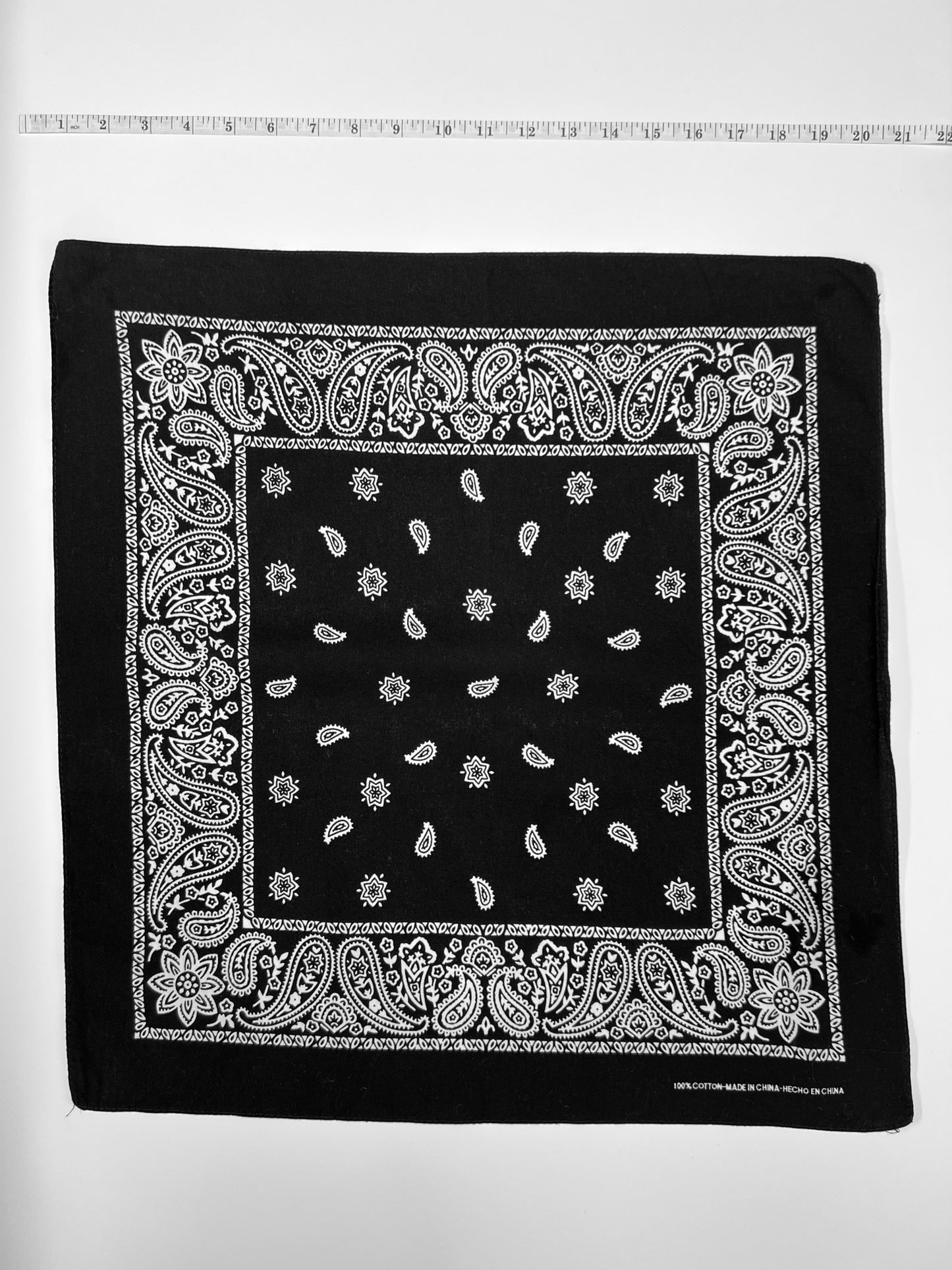 Black & White Paisley & Star Print Bandana