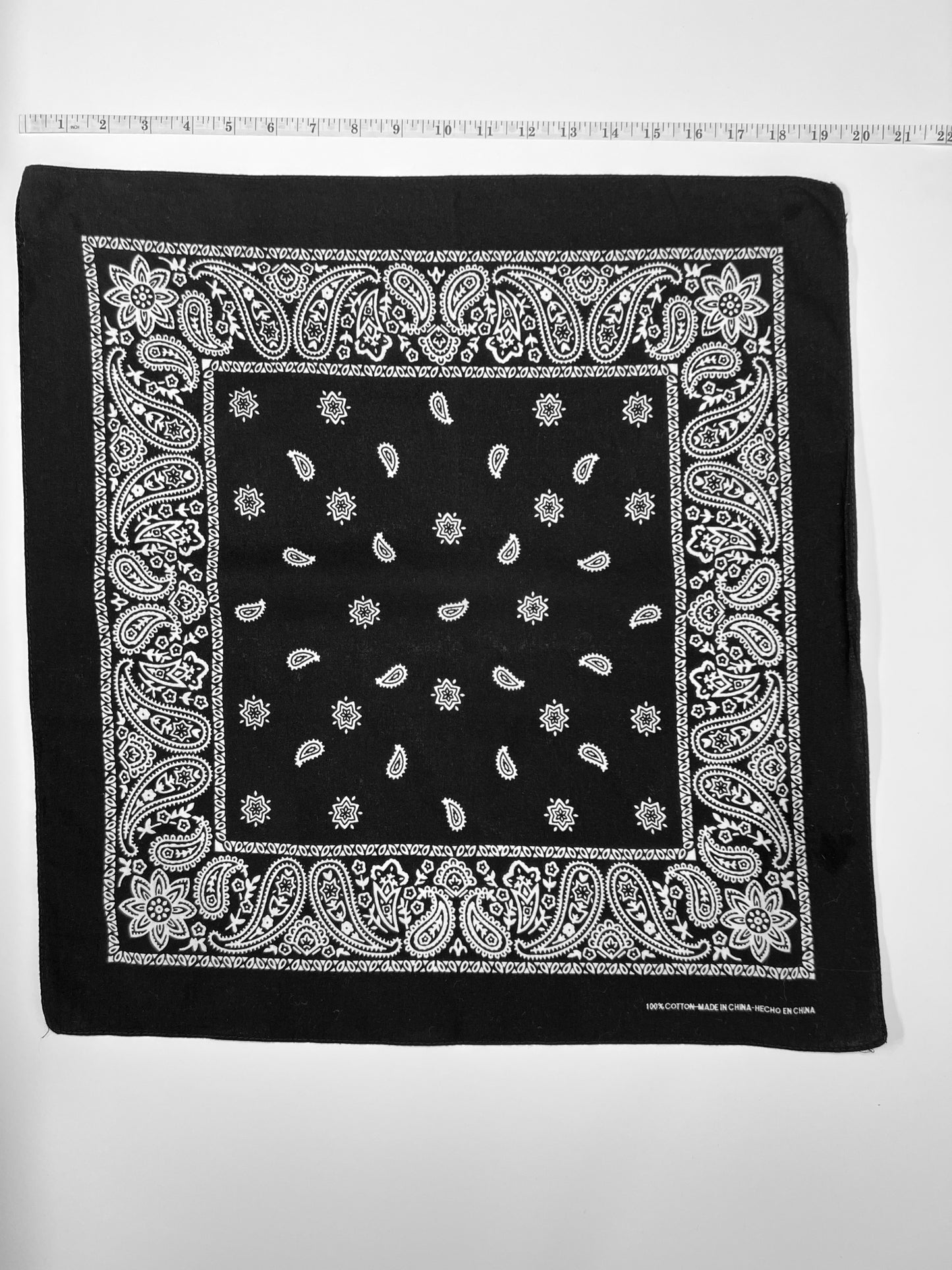 Black & White Paisley & Star Print Bandana